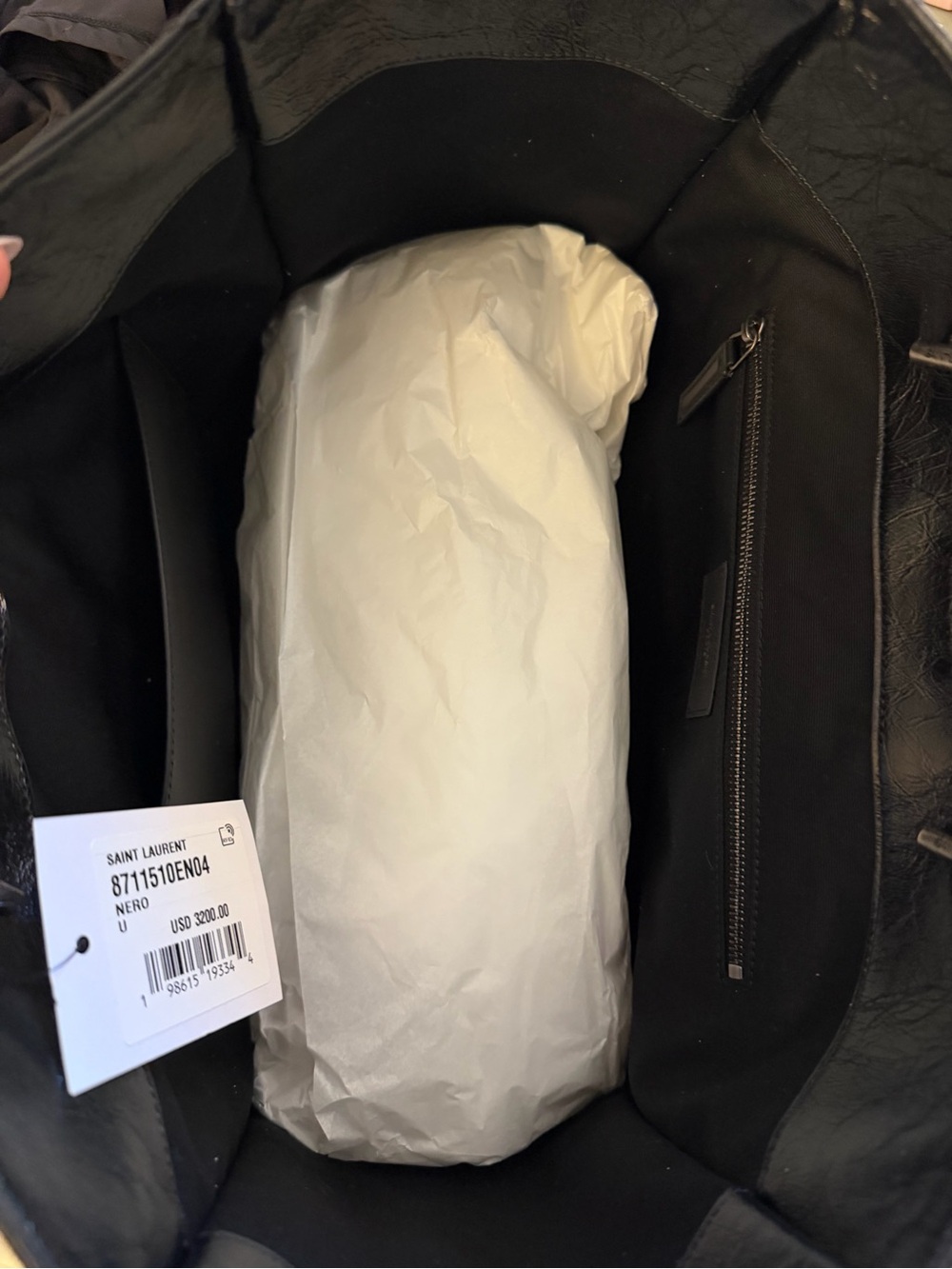 Yves Saint Laurent Black Quilted Chevron Leather Tote with Silver Chain Nikki - Picture 5 of 5